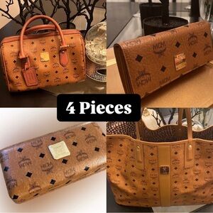 3 Pieces MCM Reversible Tote Handbag Wallet Eyeglass case